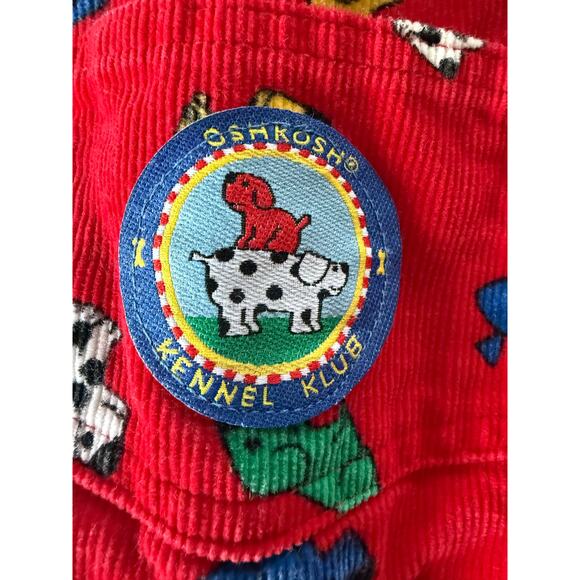 Oshkosh Kennel Klub Vintage 90s Red Puppy Overalls Kids - Picture 5 of 9